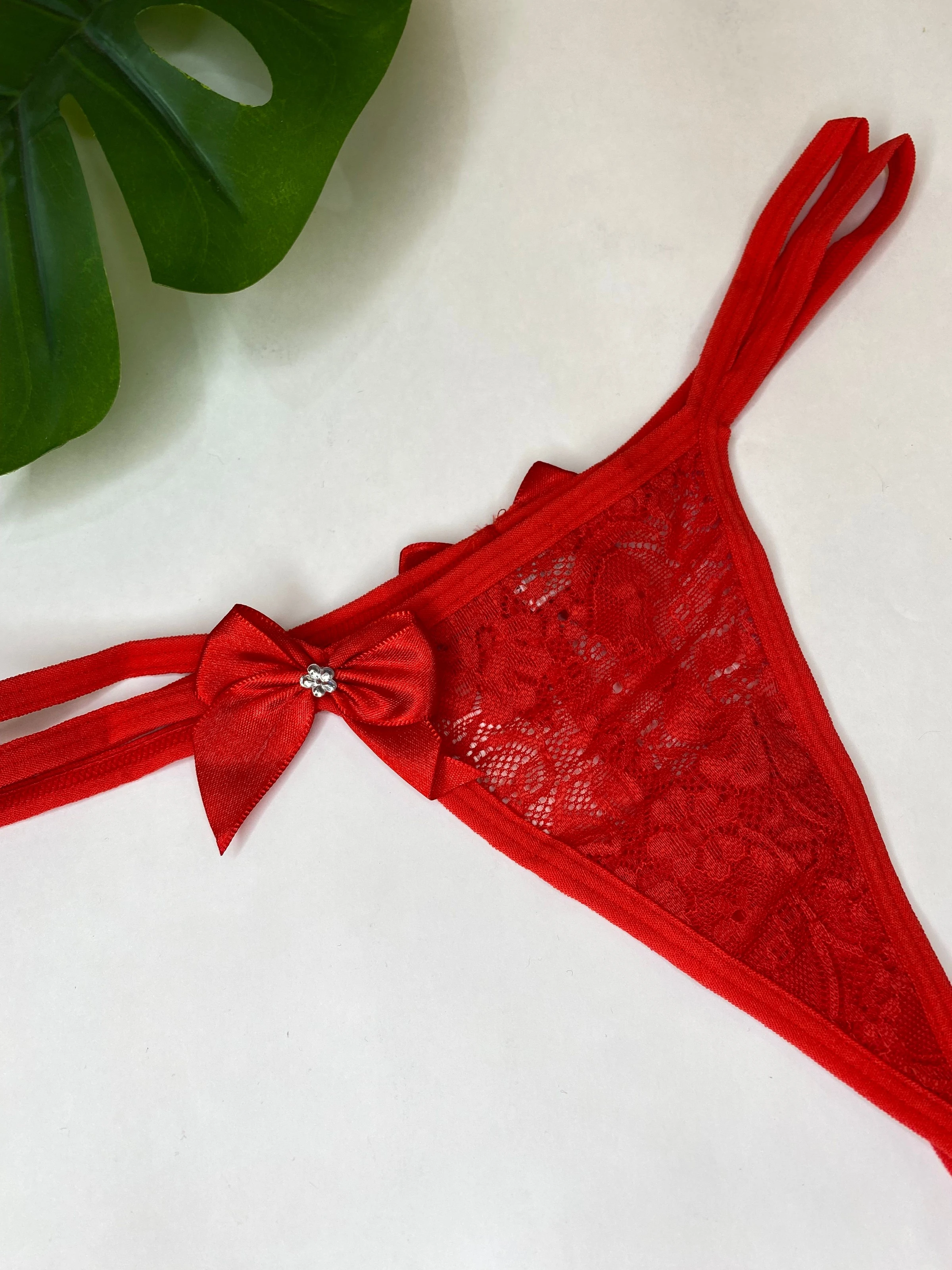 Calcinha 2 Laços Vermelha Veste P e M   - 1