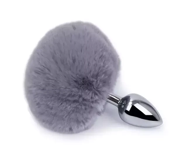 Plug P com Pompom Cinza - 1
