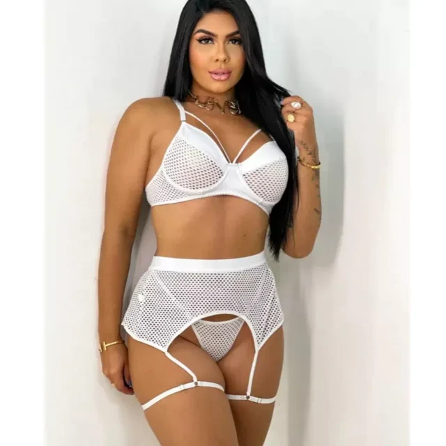 Conjunto Trio Sexy Arrastão TAM P Branco - 1