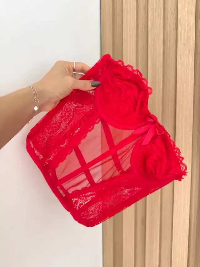 Conjunto Corset Eva Vermelho TAM P - 3