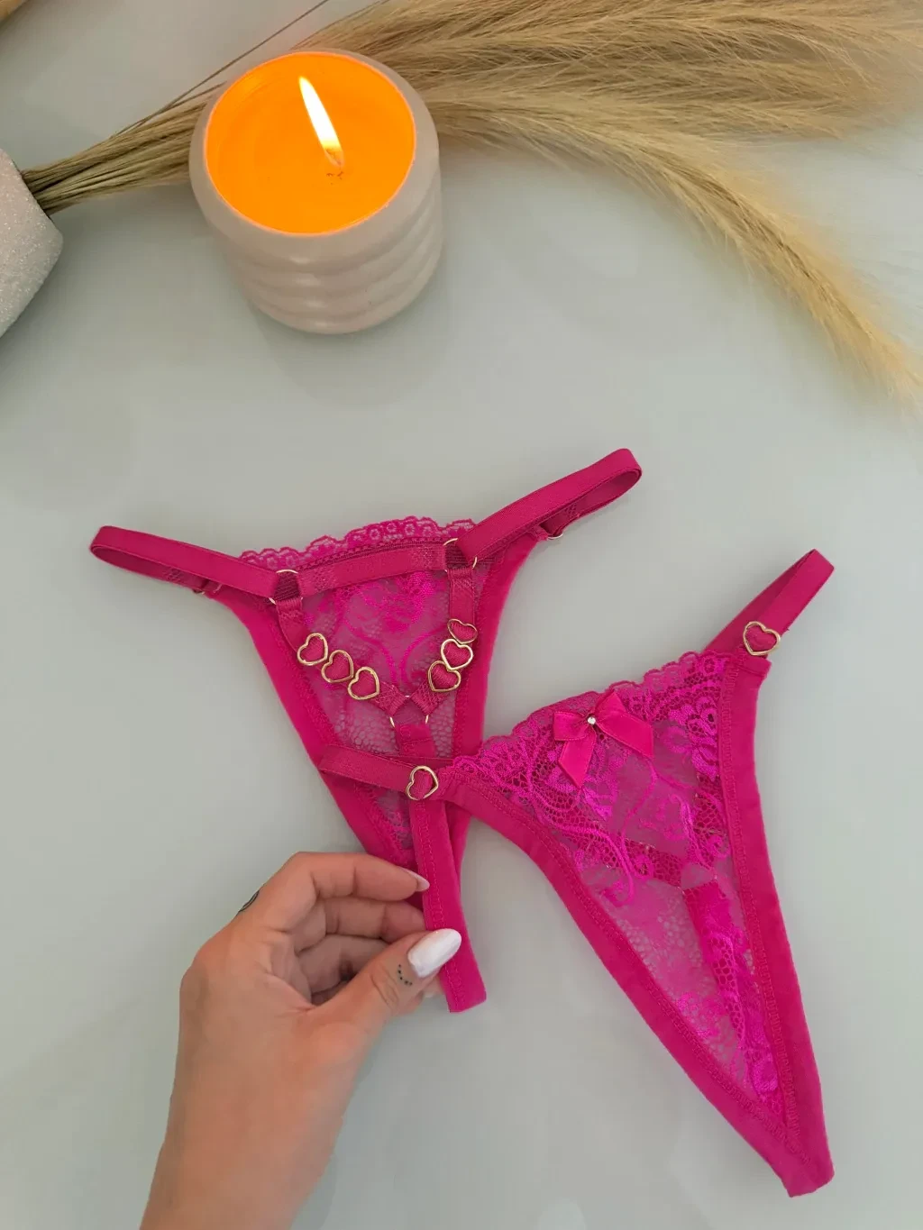 Calcinha 3 Corações Pink Regulável do P ao G  - 1