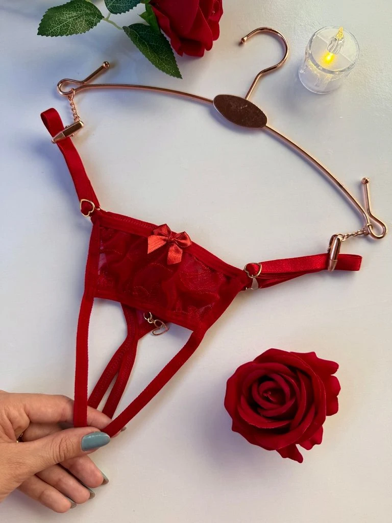 Calcinha Apressadinha Personalizável Pétala Vermelha Regulável do P ao G - 1