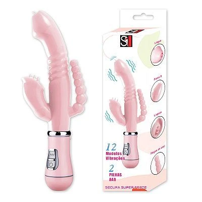 Vibrador em Silicone Jelly 3 em 1 A Pilha  - 1