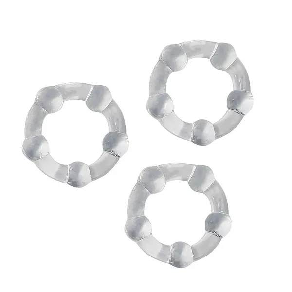 Kit 3 Aneis Peniano de Silicone Transparente 