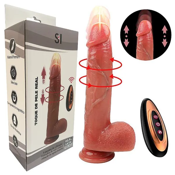 Prótese 22,5x5 cm com Vibro e Controle Recarregável 