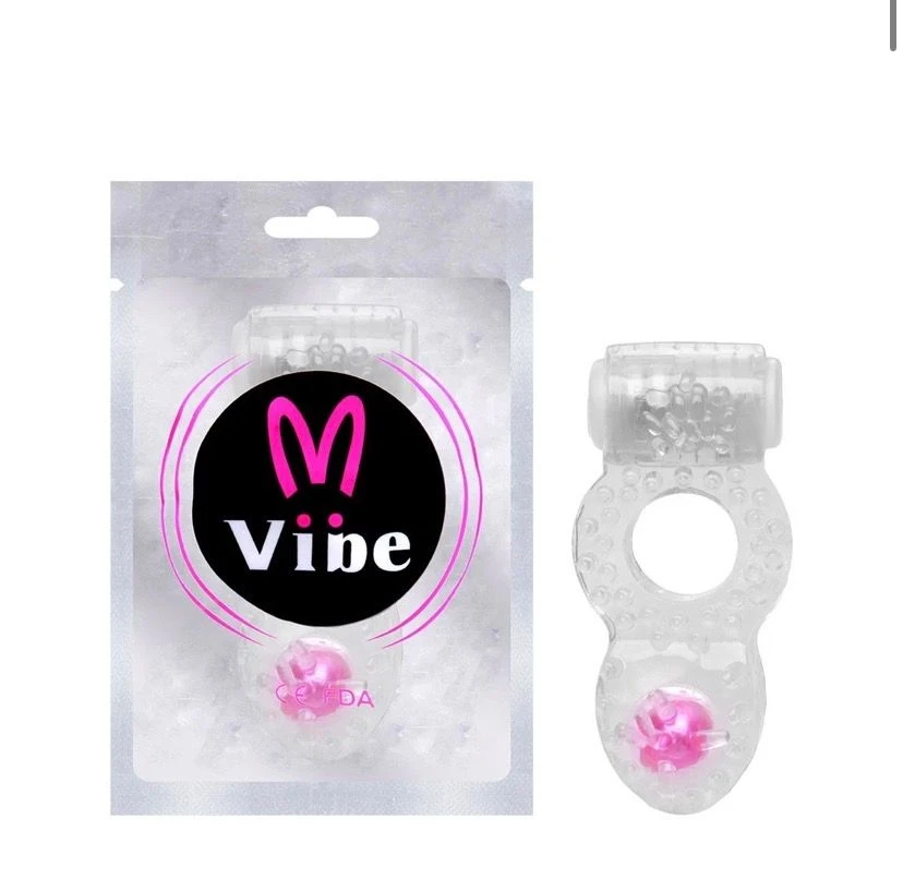 Anel Peniano com Vibro e Pérola Transparente Vip Mix - 1