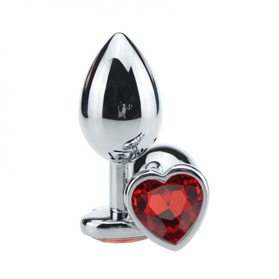 Plug anal pedra coração vermelho M