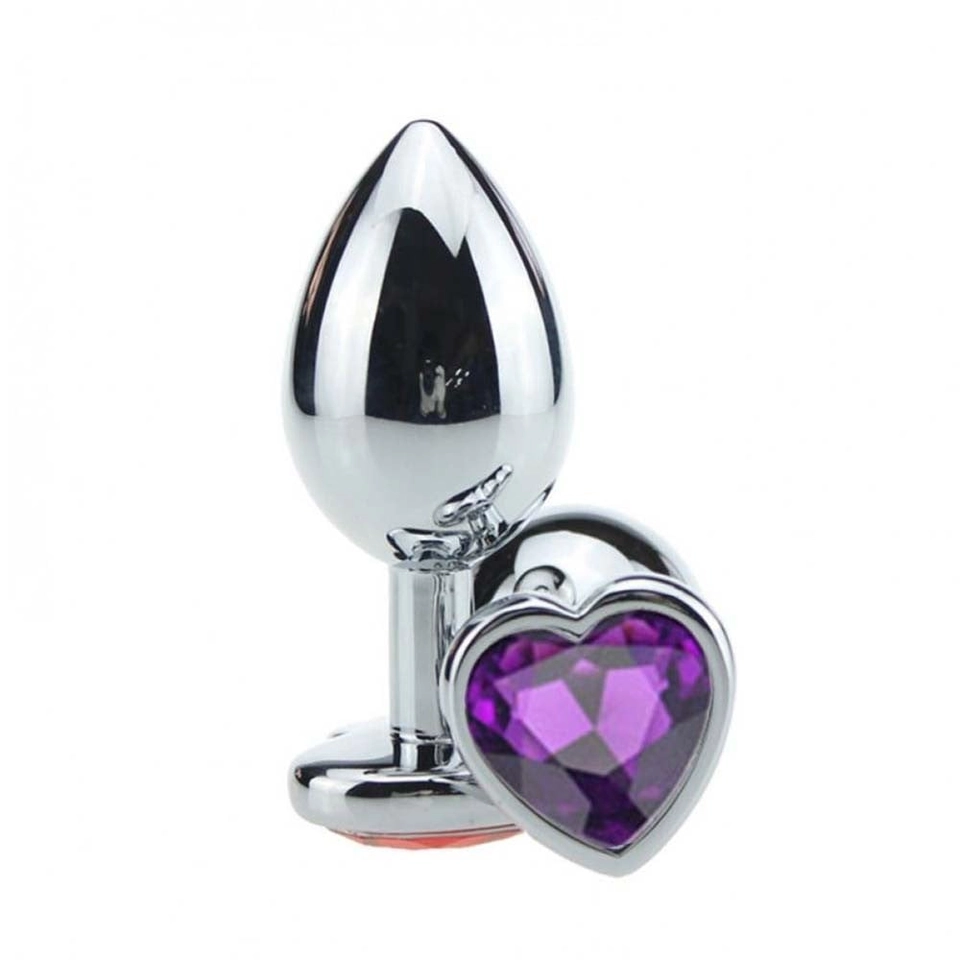 Plug anal pedra coração roxo M
