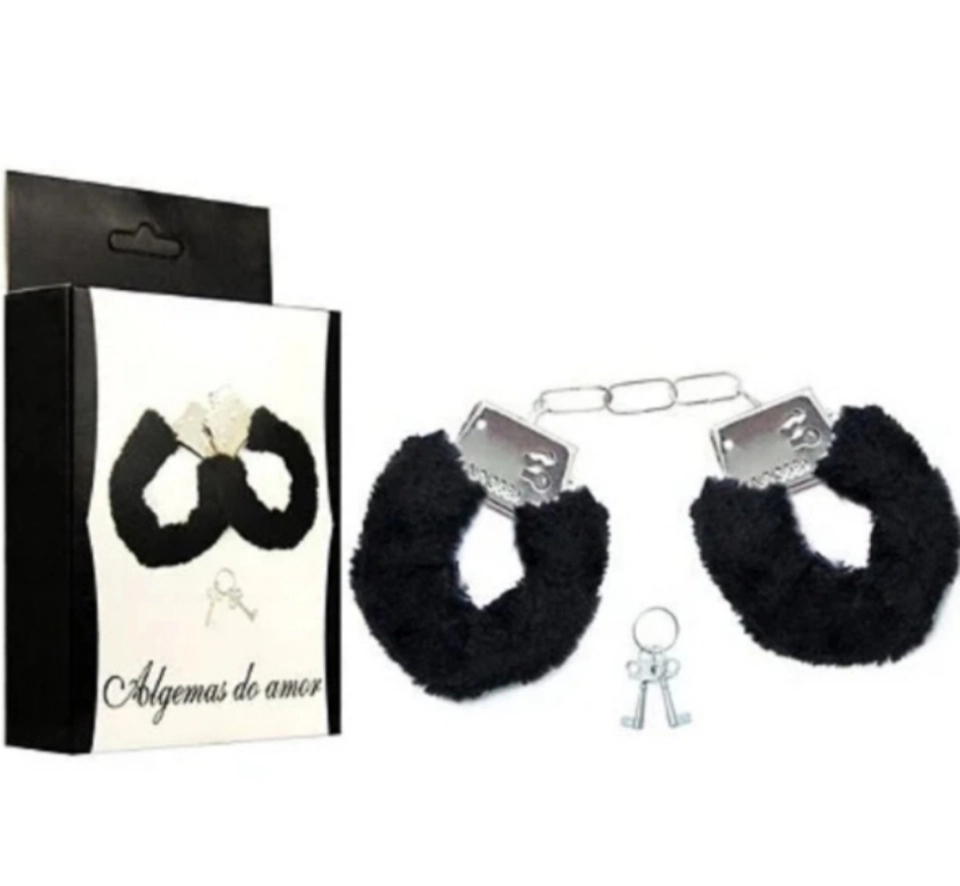 Algema metal com pelucia Preta