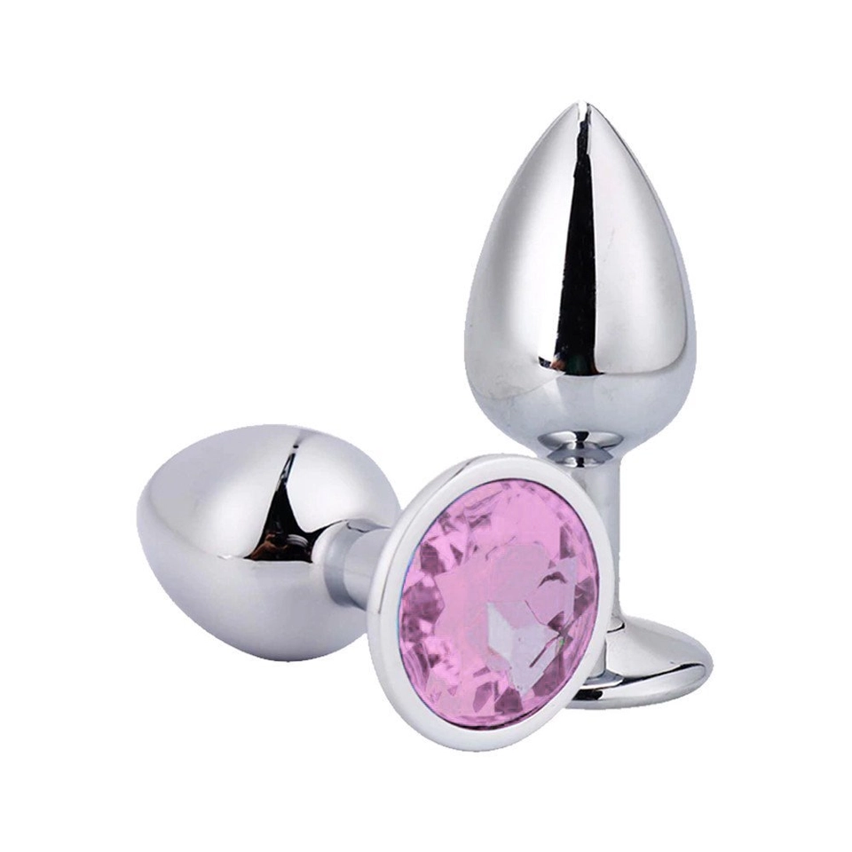 Plug anal aço inoxidável pedra rosa G