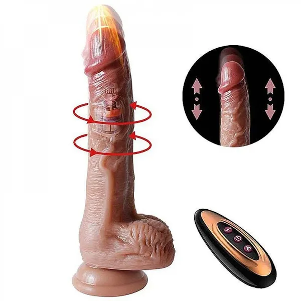 Penis ultra realista com função de aquecimento,rotativo e vai e vem 20cm