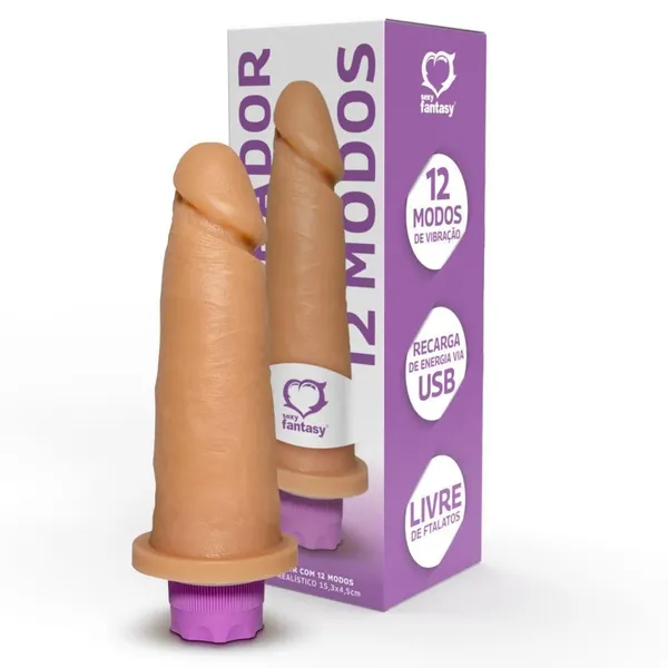 Penis realistico com vibro 15cm 12 modos de vibração 