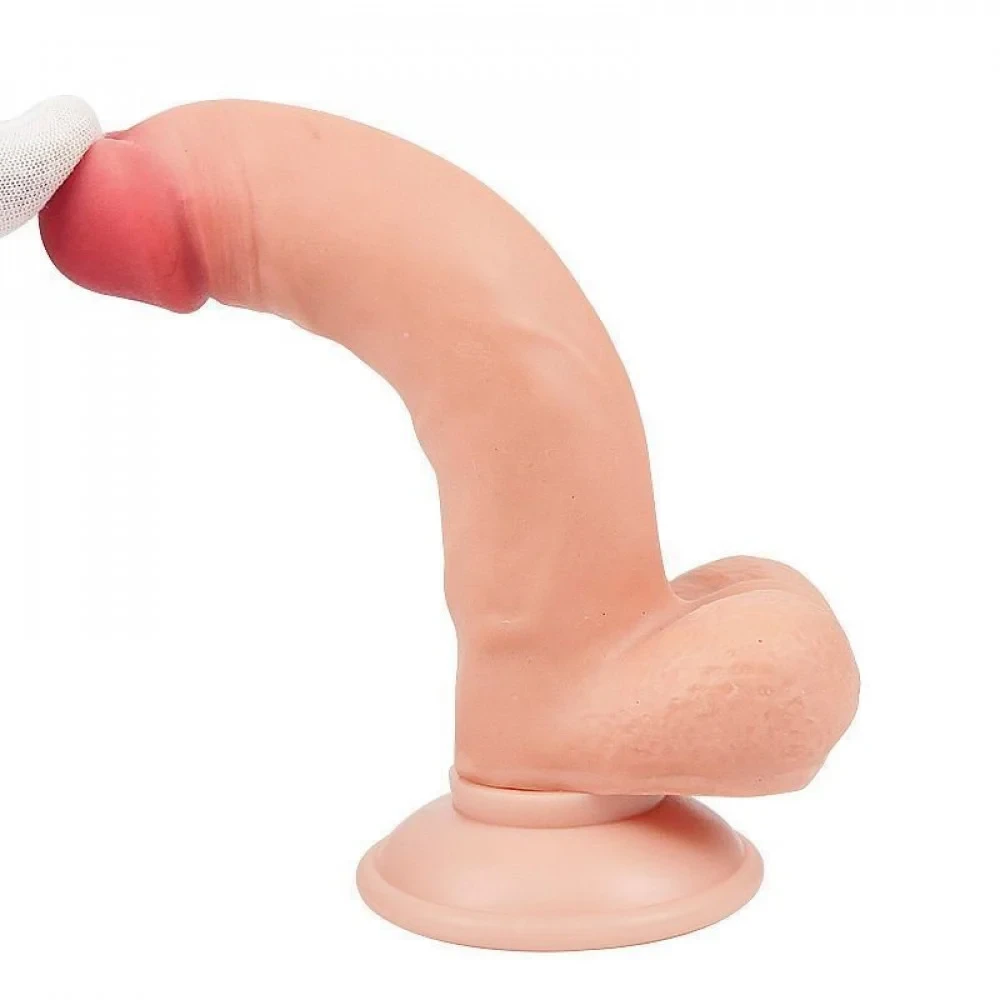 Penis realistico com ventosa removível dupla camada 18cm - 2
