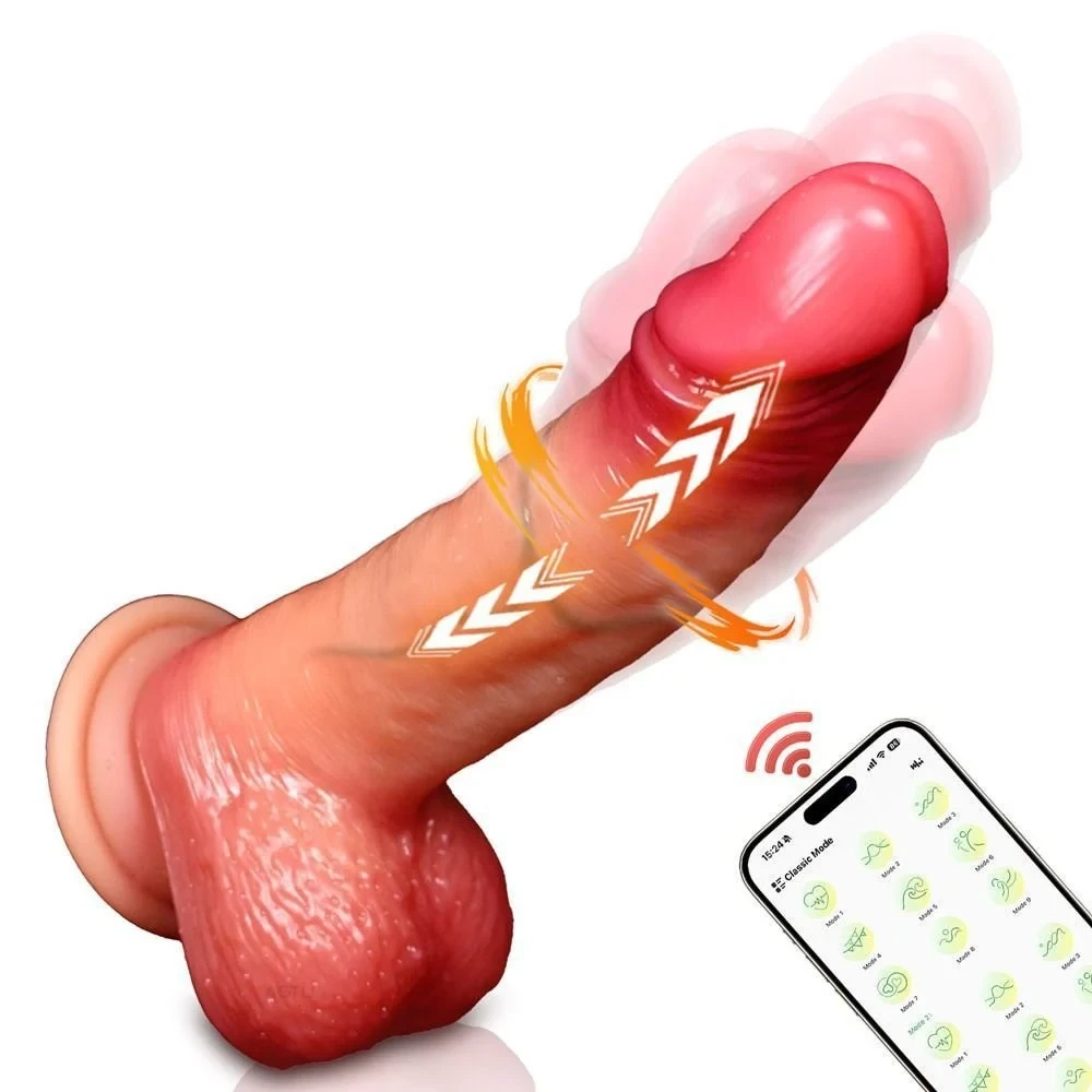 PÊNIS REALÍSTICO VIBRADOR TELESCOPIC APP COM AQUECIMENTO 9 MODOS DE VIBRAÇÃO 20 x 3,5 cm  - 1