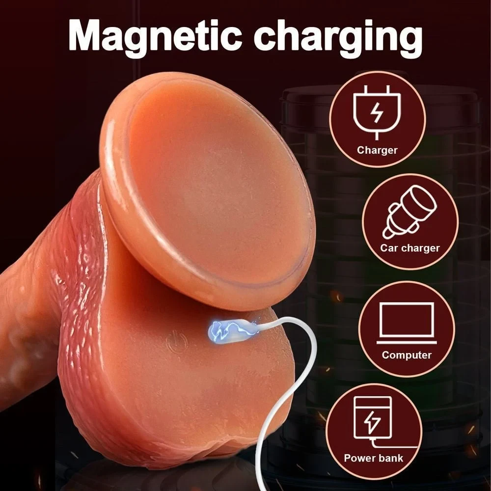 PÊNIS REALÍSTICO VIBRADOR TELESCOPIC APP COM AQUECIMENTO 9 MODOS DE VIBRAÇÃO 20 x 3,5 cm  - 6