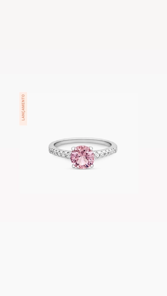 Anel solitário Rosa cravejado 
