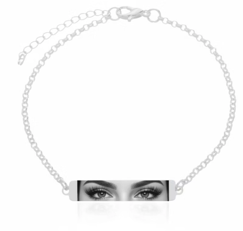 Pulseira personalizada a laser olhar  prata 