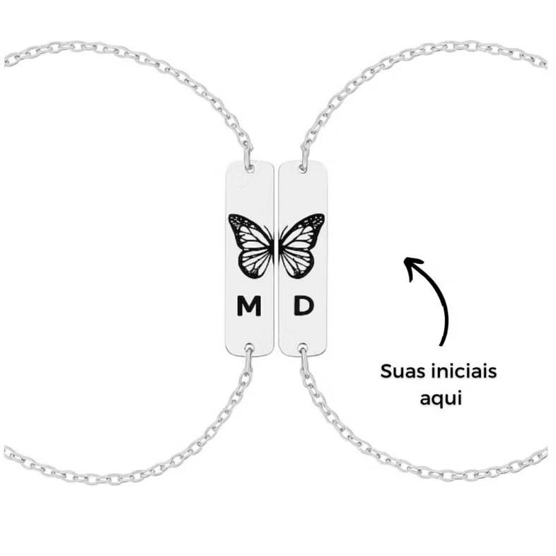 Kit pulseiras  personalizado a laser símbolos e iniciais 