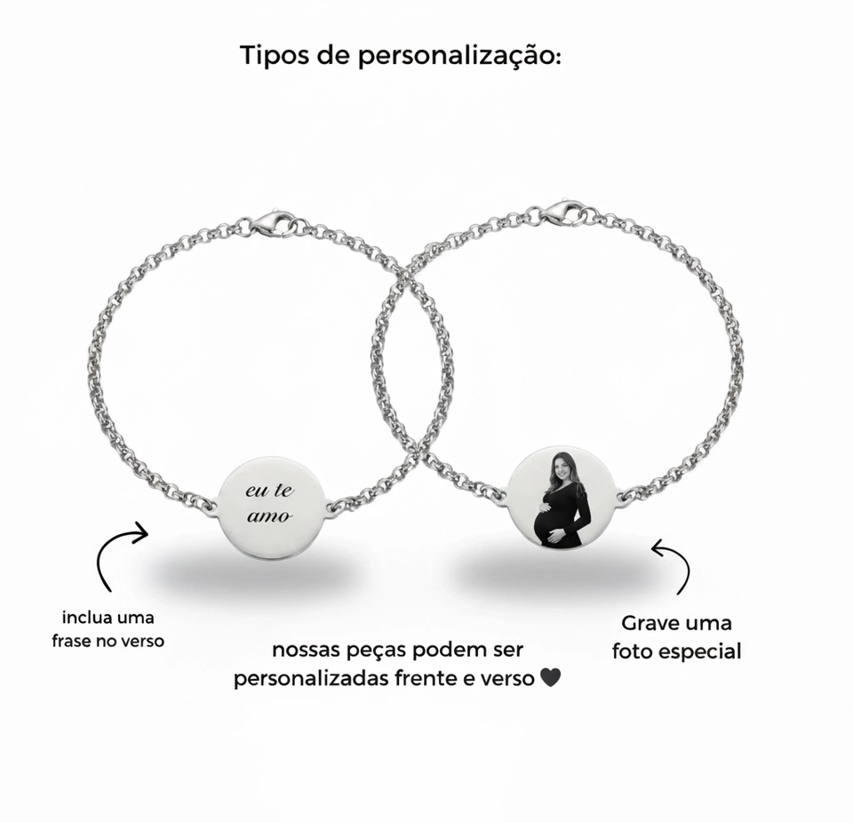 Pulseira Personalizada a laser prata  - 2