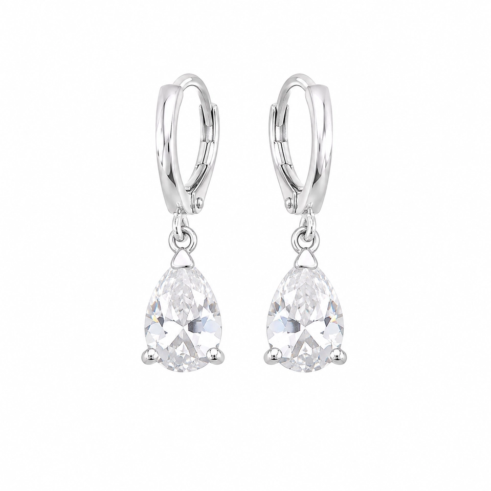 Brinco argola gota cristal  - 1