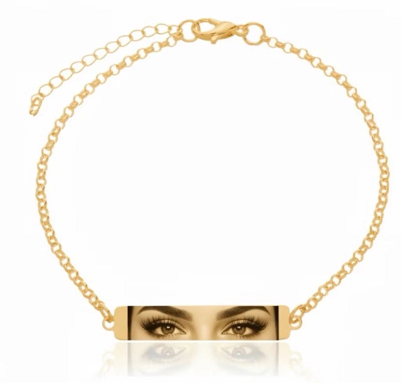 Pulseira personalizada a laser olhar dourada 