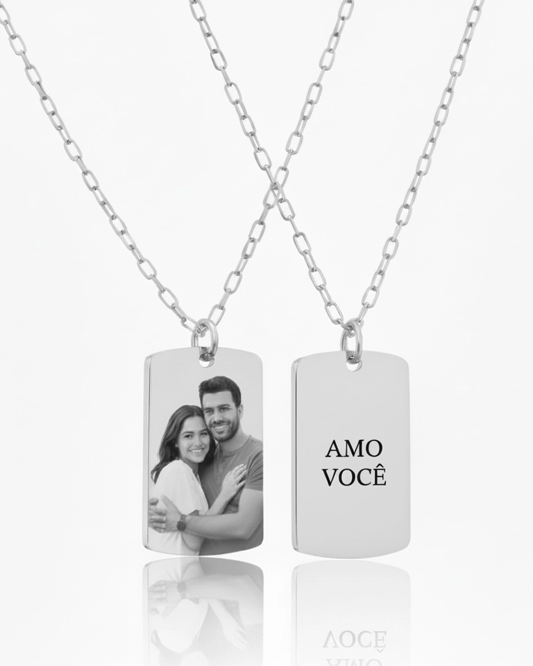 Colar medalha personalizado a laser unissex  - 1