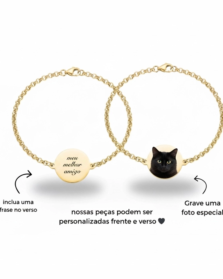 Pulseira personalizada a laser dourado  - 1