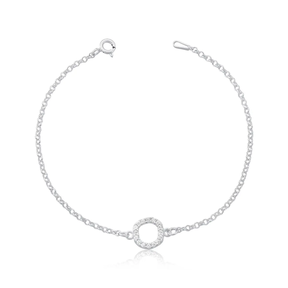 Pulseira círculo cravejado vazado 