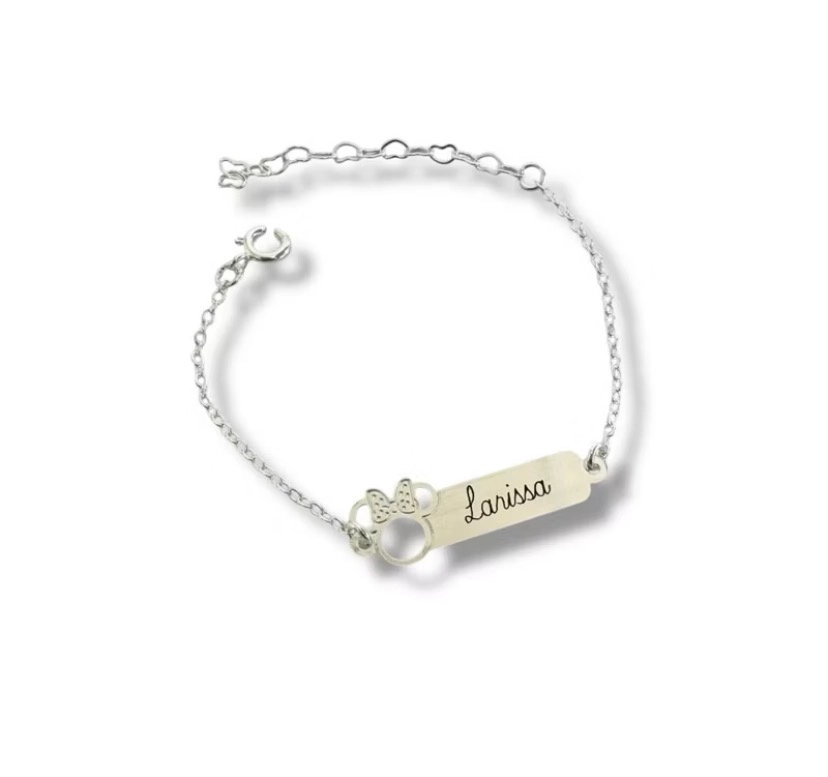 Pulseira feminina infantil personalizada a laser 