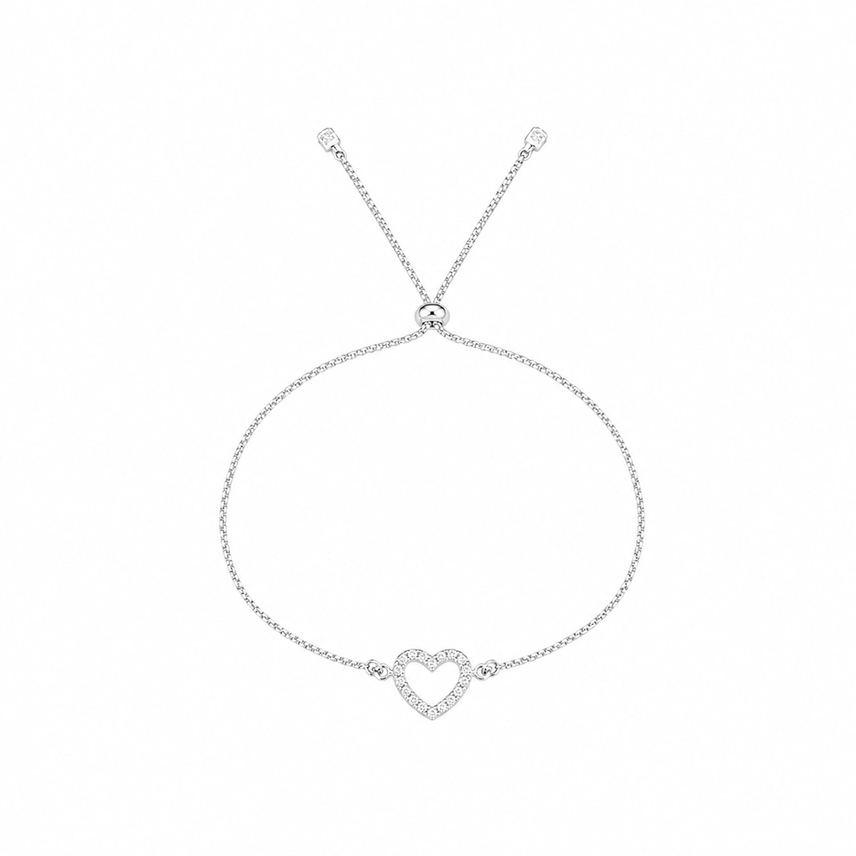 Pulseira coração cravejado gravatinha - 1