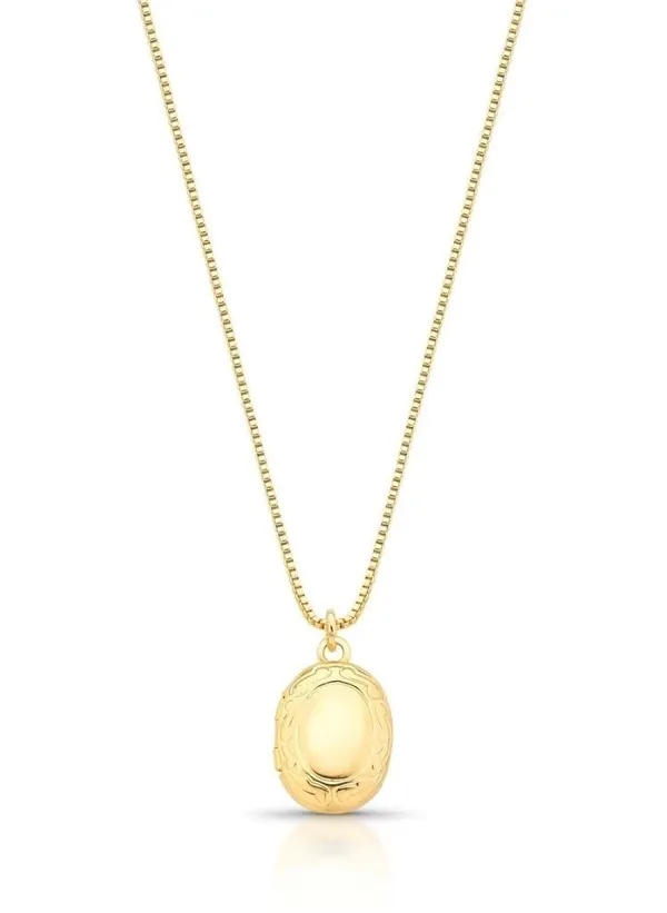 Colar Relicário oval dourado 