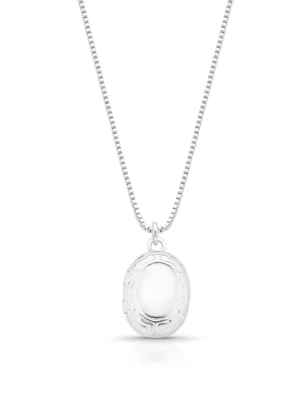 Colar relicário oval prata 
