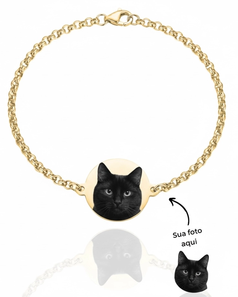 Pulseira personalizada a laser dourado  - 2