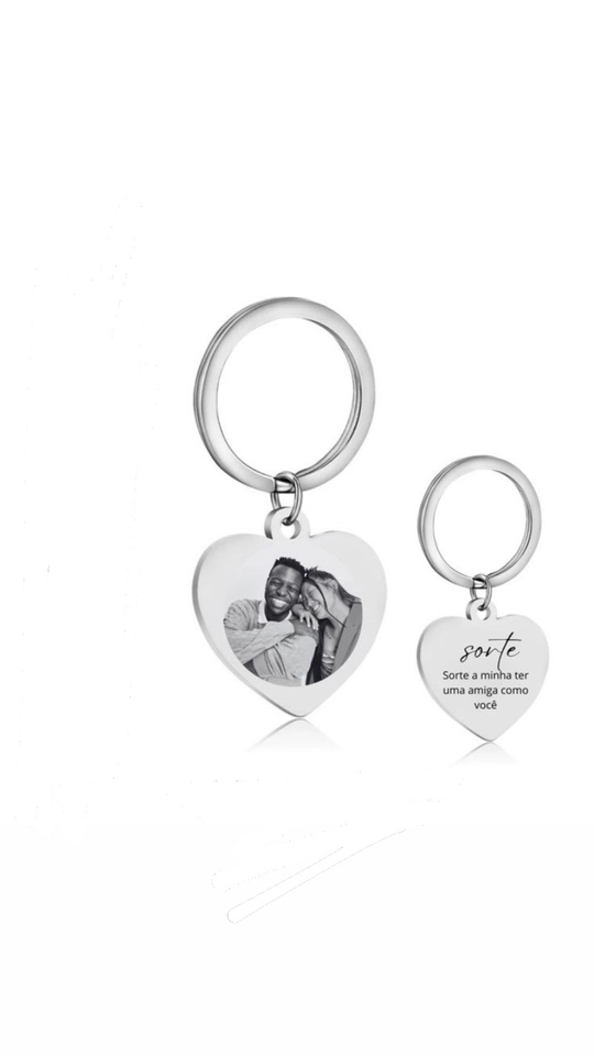 Chaveiro Personalizado Coração aço inox 