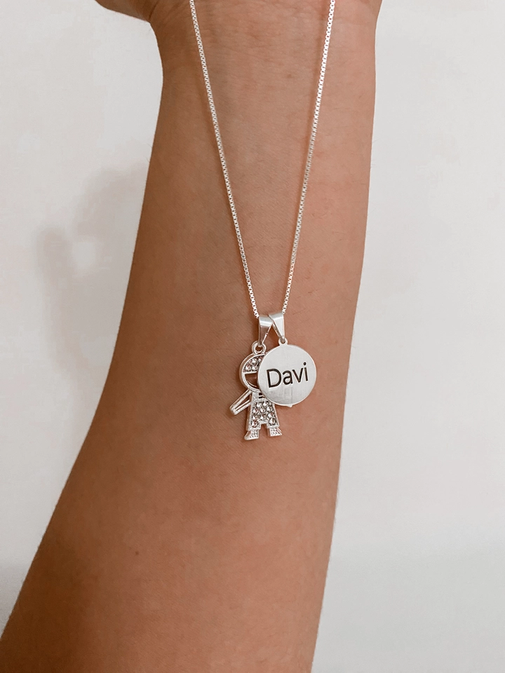 Colar medalha com nome +pingente 