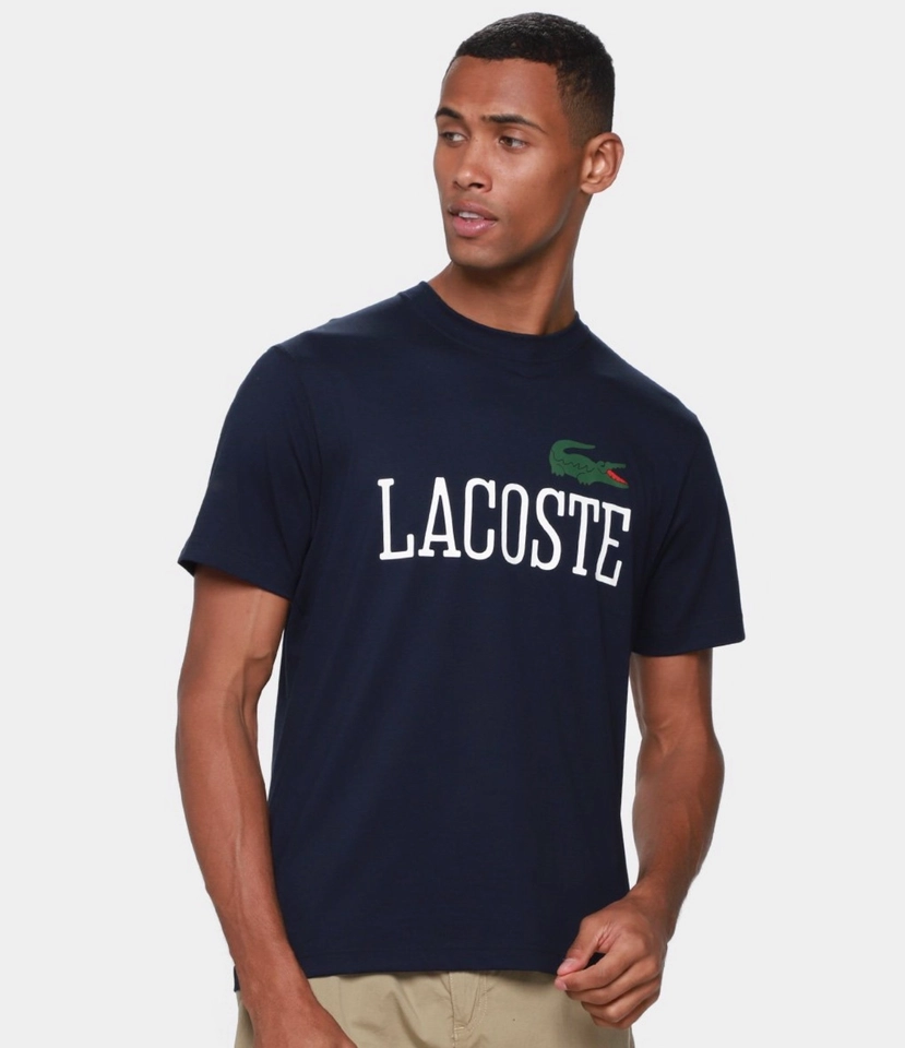 Camiseta Lacoste Croco e logo azul marinho  - 1