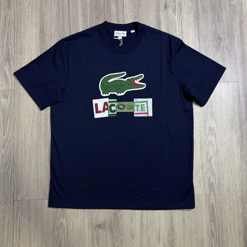 Camisetas Lacoste logo estampada azul 