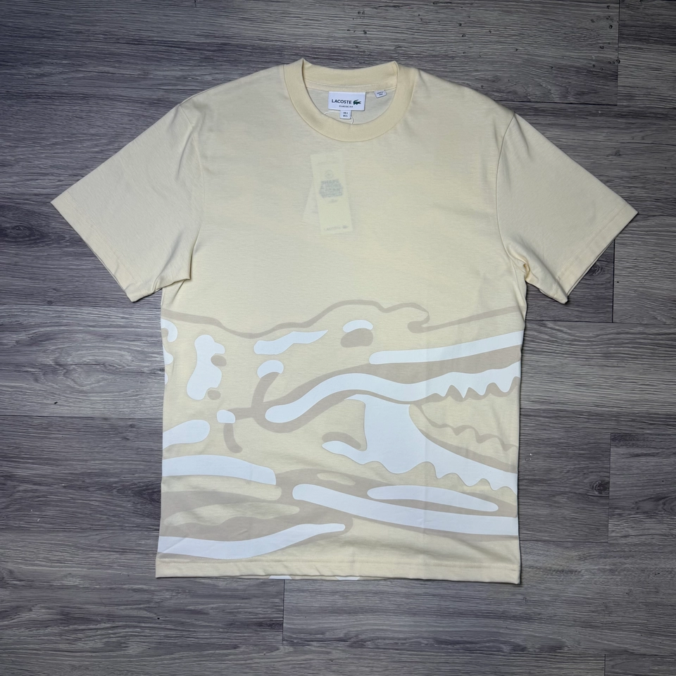 Camiseta Lacoste creme Big croc