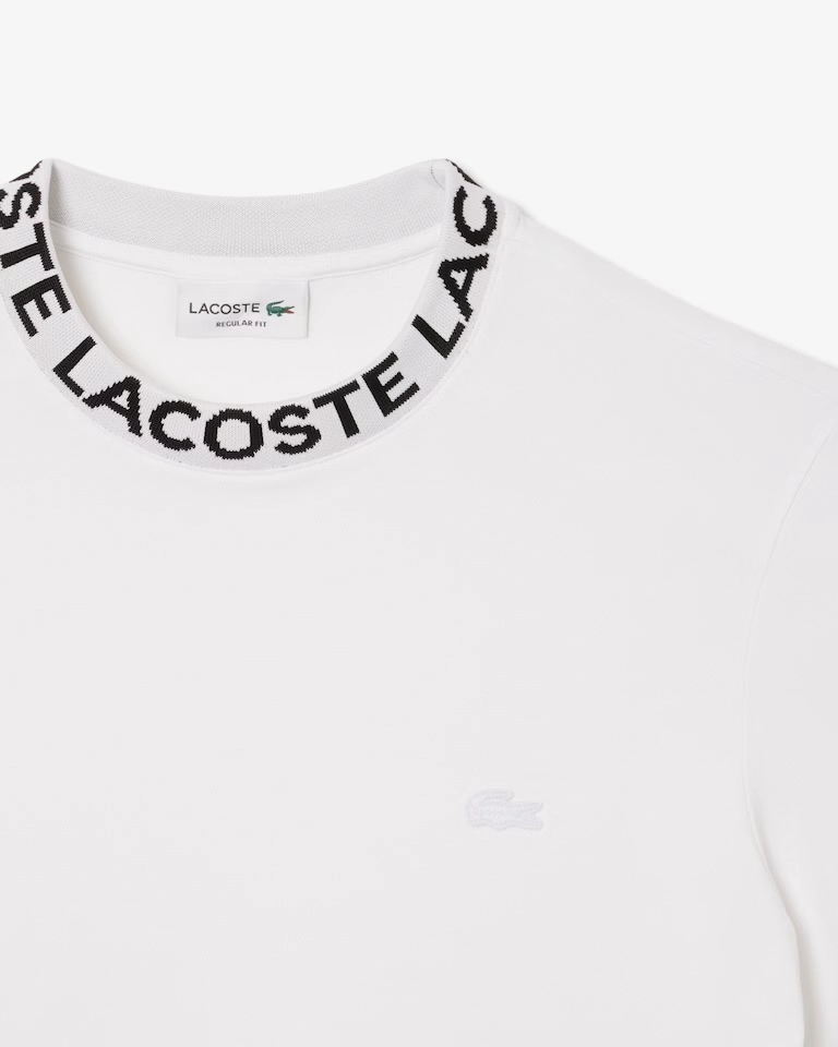Camiseta Lacoste branca gola detalhada 