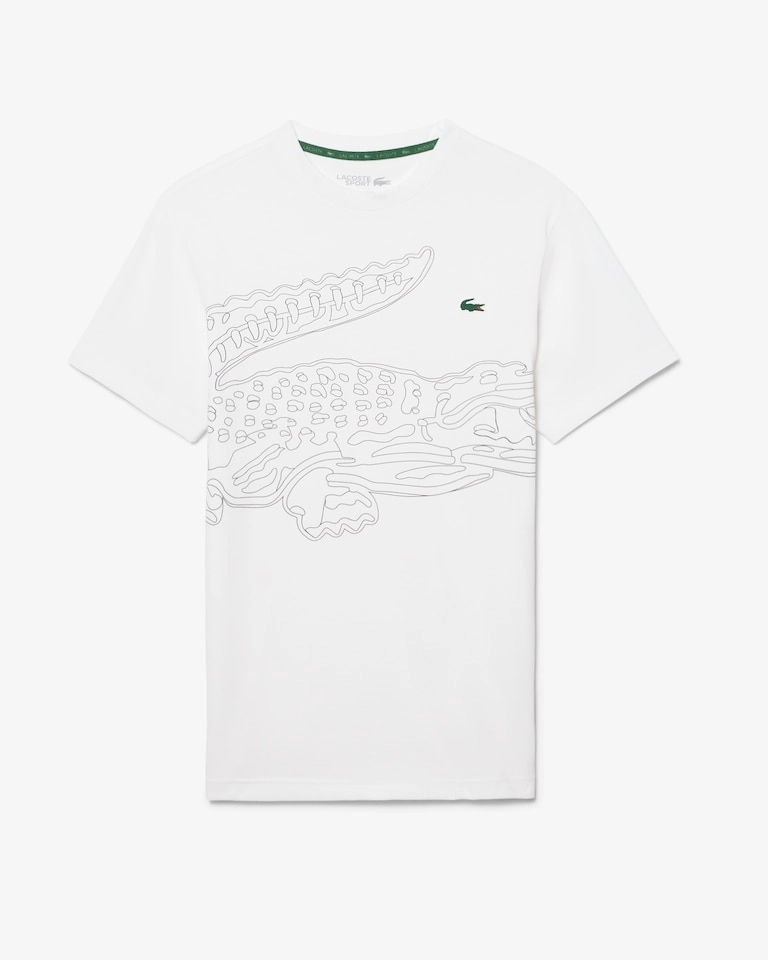 Camiseta Lacoste Ultra Dry Crocodile Print Sport Branca  - 1