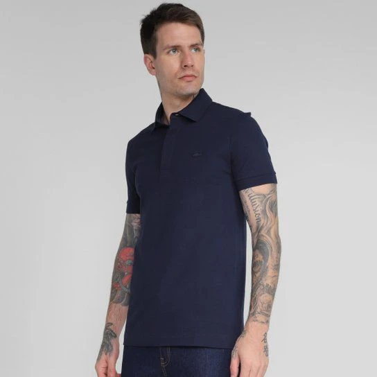 Polo Lacoste Regular Fit Paris Azul marinho  - 3