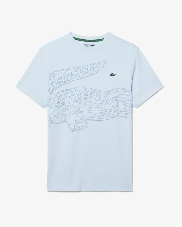 Camiseta Lacoste Croco estampa azul bebê 