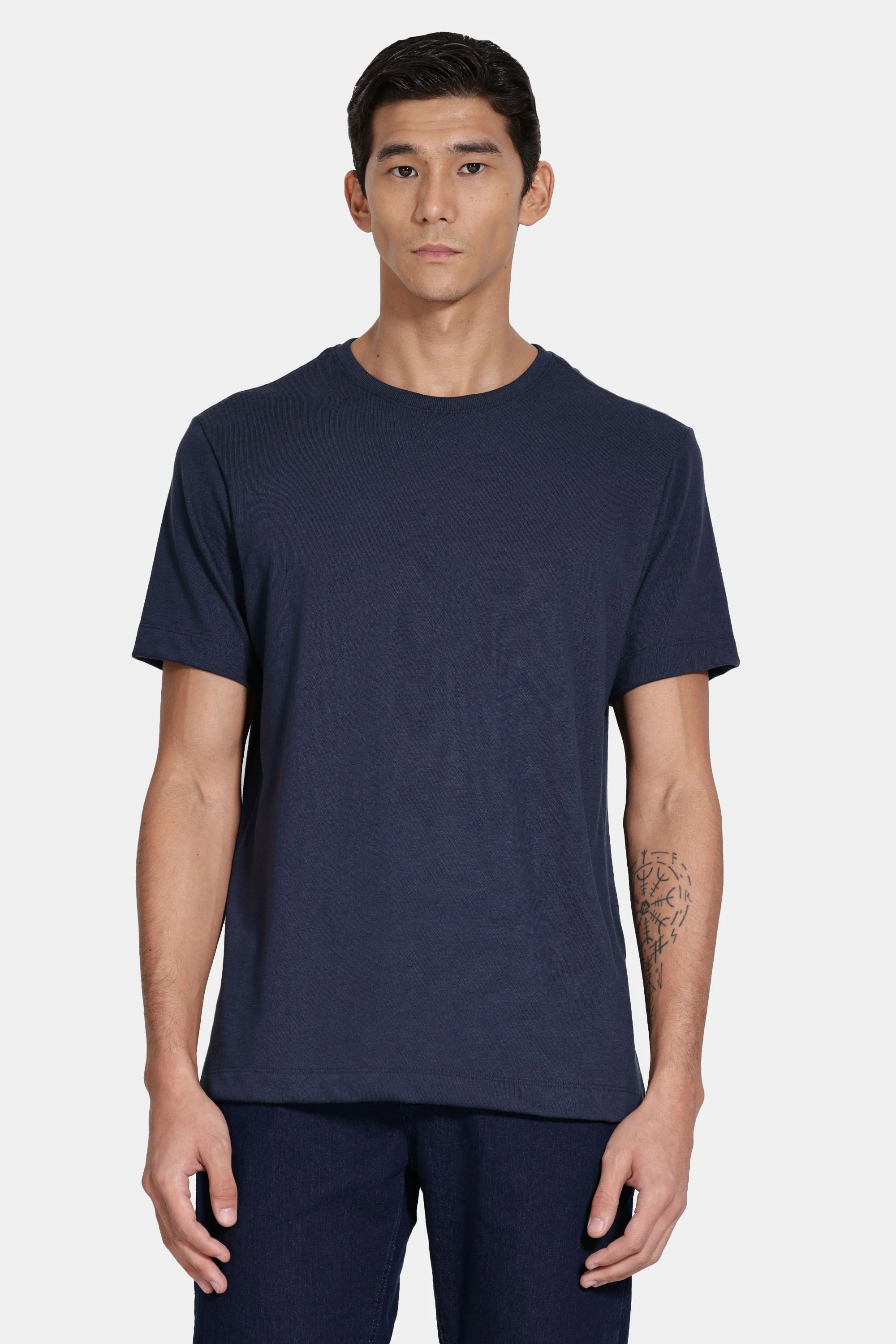 Camiseta básica lisa Ermek azul marinho  - 1