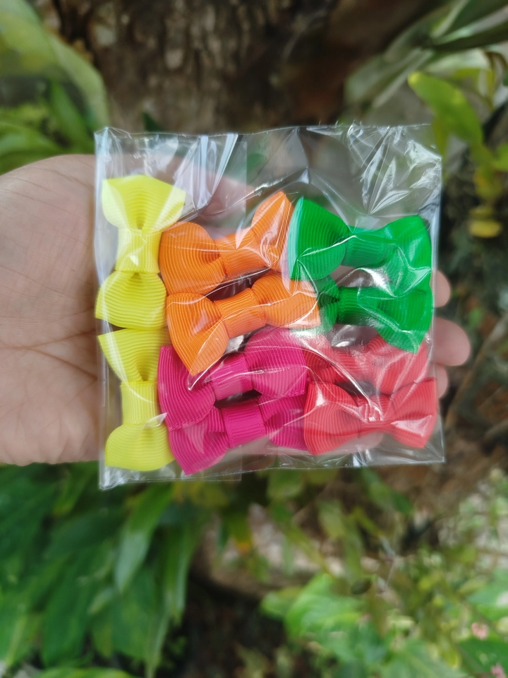 Kit com 5 pares de mini lacinho na presilha 3cm  - 3