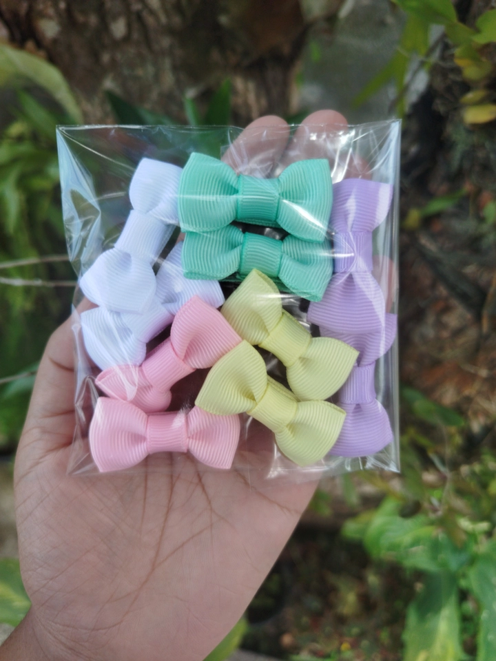 Kit com 5 pares de mini lacinho na presilha 3cm  - 5