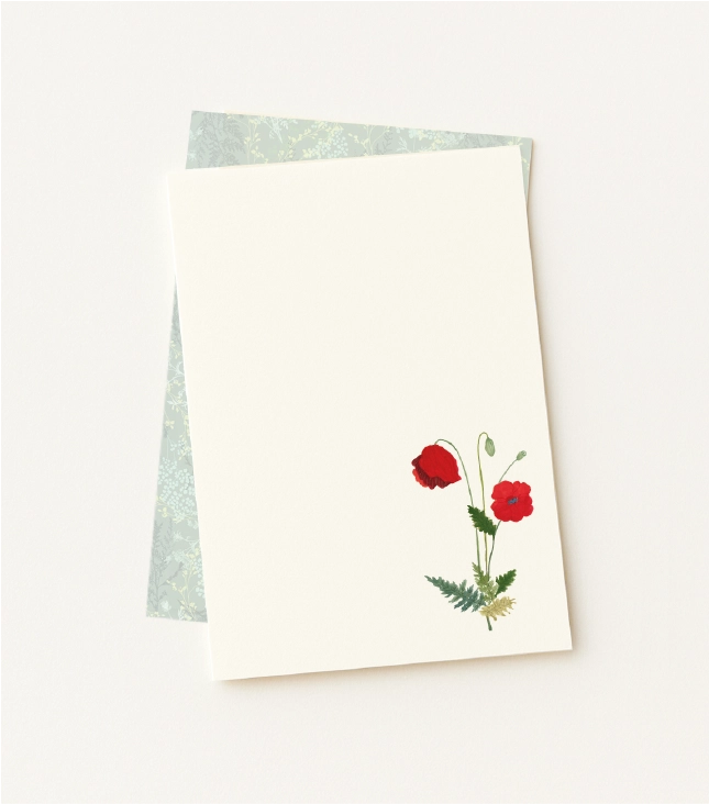 Kit Papel de Carta Flora Vermelho