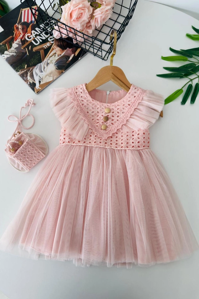 Vestido de festa tule + bolsinha 