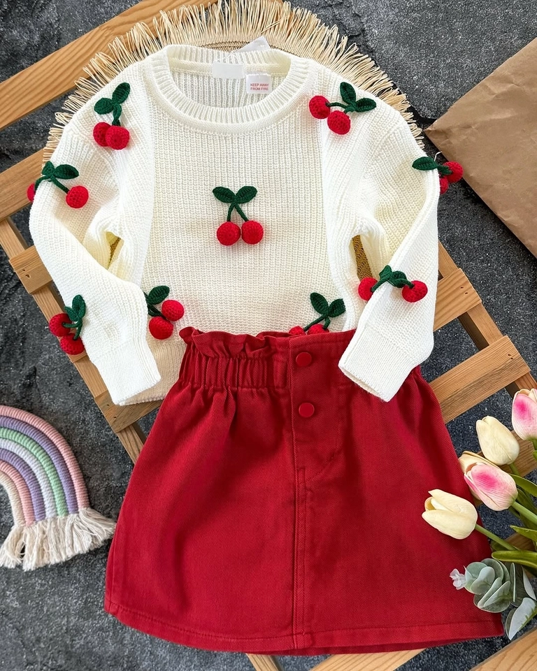 Conjunto Tricot Cereja - 1