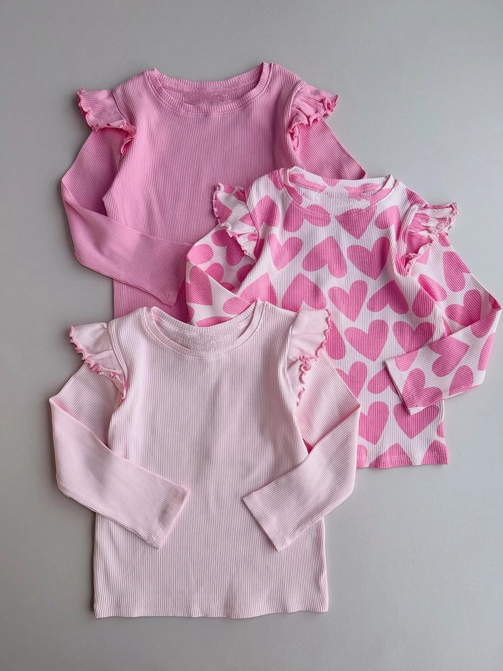 Kit 3 blusas manga longa canelada - 1