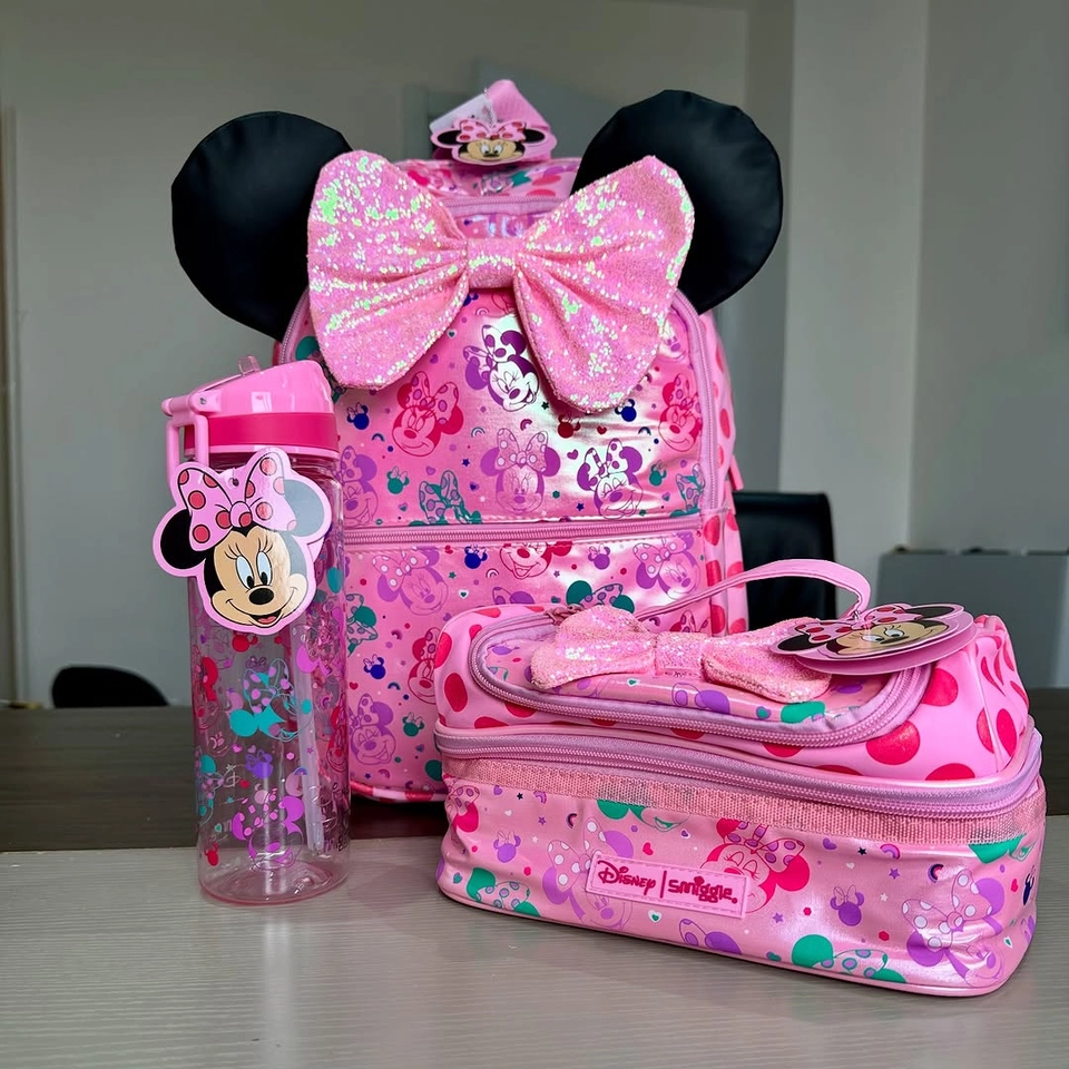 Kit mochila escolar 3 peças Minnie 
